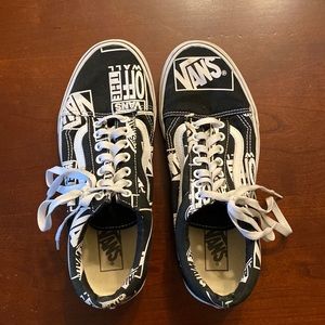 Vans Black and White “off the wall” logo shoes